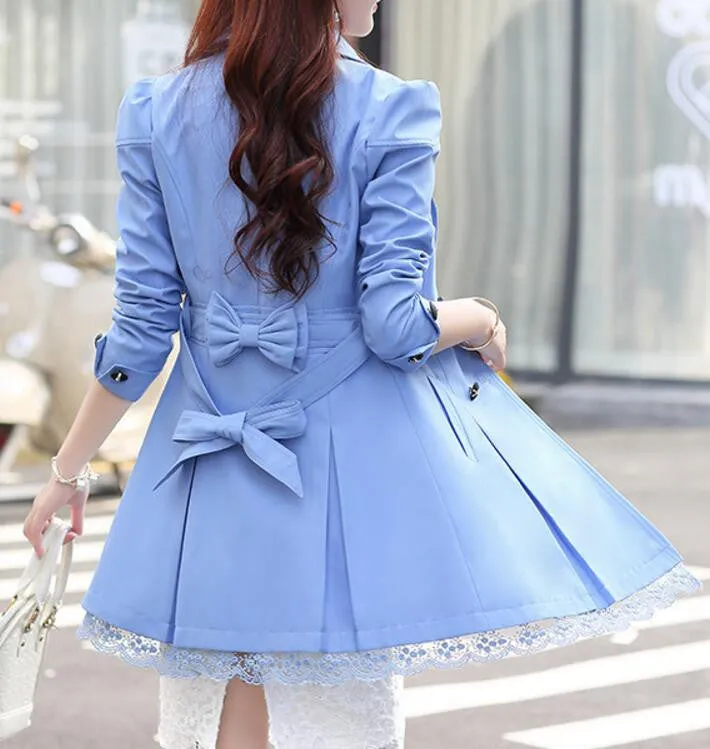 Women's Spring Slim Lace Coat With Bow