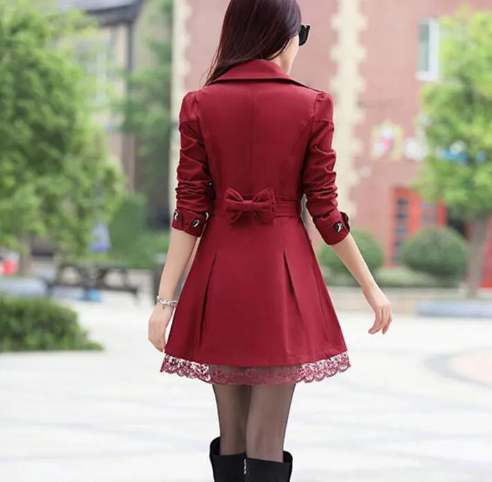Women's Spring Slim Lace Coat With Bow