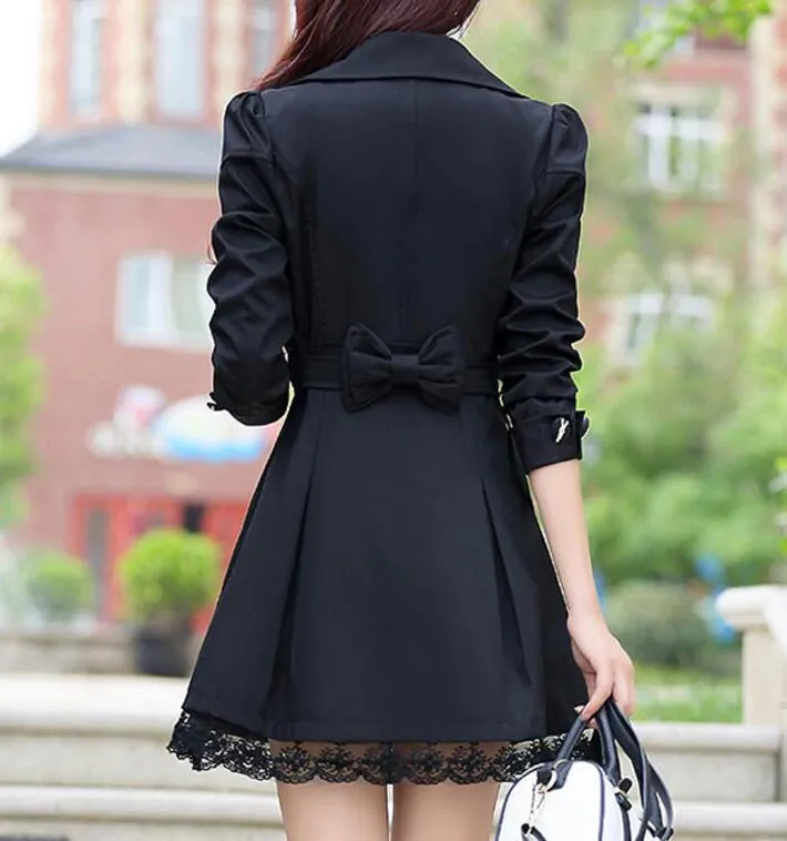 Women's Spring Slim Lace Coat With Bow