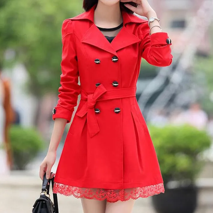 Women's Spring Slim Lace Coat With Bow